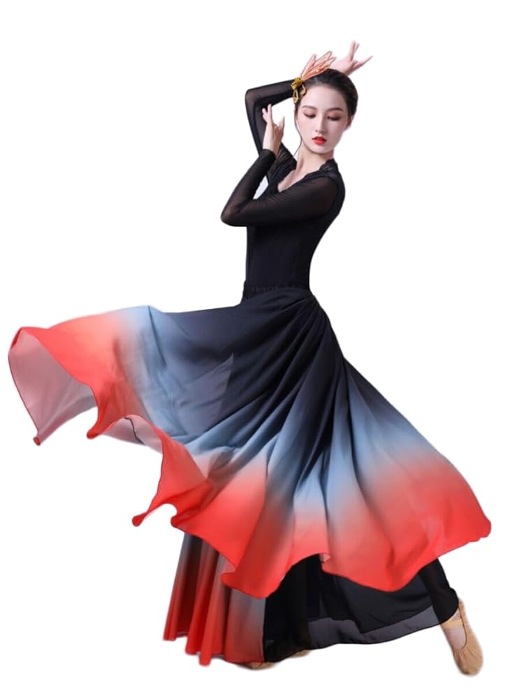 Amazon.co.jp: [SHOLIND] 広がる クラーデションスカート ダンス